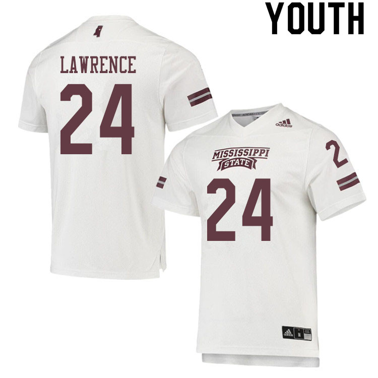 Youth #24 Dylan Lawrence Mississippi State Bulldogs College Football Jerseys Sale-White - Click Image to Close